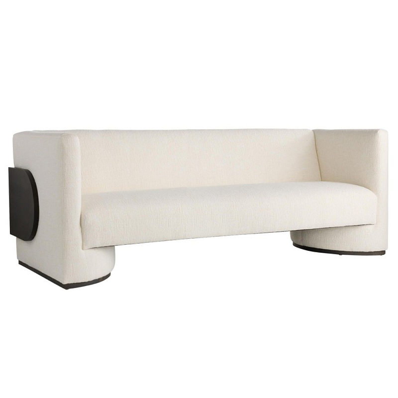 Трехместный диван Florida Sofa  с элегантным деревянным декором  Белый Черный в Санкт-петербурге | Loft Concept 