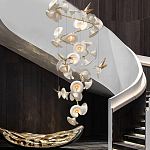 Люстра каскадная из белых цветов каллы и птичек Refined Taste of Light варинант исполнения - 2 | Loft Concept в Санкт-петербурге