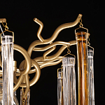 Люстра подвесная золотого цвета с разветвленными ветвями и прозрачными стеклянными подвесками Droplet Chandelier варинант исполнения - 8 | Loft Concept в Санкт-петербурге