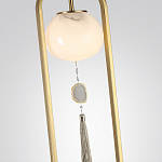Торшер с шарообразным плафоном из белого стекла с подвеской из камня и длинной кисточкой Agatelle варинант исполнения - 4 | Loft Concept в Санкт-петербурге