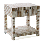 Тумбочка прикроватная Vancouver Bone Inlay Bedside Beige варинант исполнения - 1 | Loft Concept в Санкт-петербурге