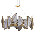 Люстра круглая с полукруглыми плафонами из искусственного алебастра в бронзовой оправе Marbella варинант исполнения - 1 | Loft Concept в Санкт-петербурге