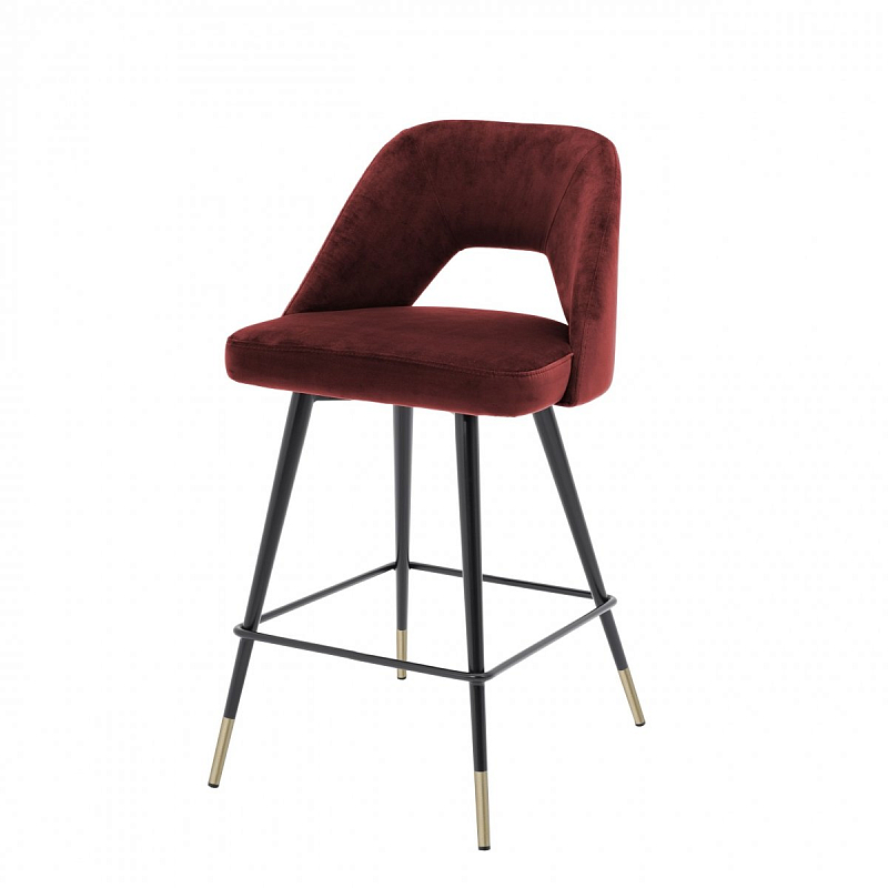 Полубарный стул Eichholtz Counter Bar Stool Avorio Bordeaux Красный Черный Латунь в Санкт-петербурге | Loft Concept 