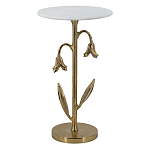 Столик с золотистым основанием в виде цветка и круглой мраморной столешницей Golden Snowdrop варинант исполнения - 1 | Loft Concept в Санкт-петербурге