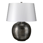 Настольная лампа с круглым фарфоровым основанием ручной работы с покрытием глазурью и белым абажуром из искусственного шелка Elstead Lighting варинант исполнения - 1 | Loft Concept в Санкт-петербурге