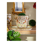 Кашпо с растительным и животным орнаментом на бронзовых ножках Turquoise Blooming Garden варинант исполнения - 5 | Loft Concept в Санкт-петербурге