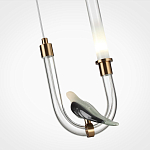 Подвесной светильник с декоративной фигуркой птицы на прозрачной изогнутой трубке Ganthea варинант исполнения - 5 | Loft Concept в Санкт-петербурге