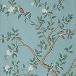 Обои ручная роспись Gustavian Garden Special Colourway on Duck Egg dyed silk варинант исполнения - 1 | Loft Concept в Санкт-петербурге