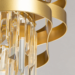 Люстра цвета матового золота с металлическими лентами и длинными прозрачными подвесками Gilded Waves варинант исполнения - 9 | Loft Concept в Санкт-петербурге