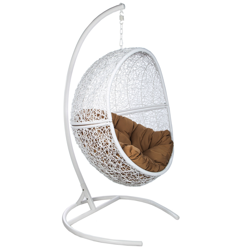 Подвесное уличное кресло Egg Cage white Коричневый Белый в Санкт-петербурге | Loft Concept 