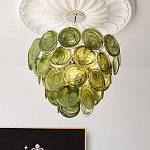 Люстра из зеленых стеклянных дисков с перламутровым эффектом Green Glowing Glaze варинант исполнения - 4 | Loft Concept в Санкт-петербурге