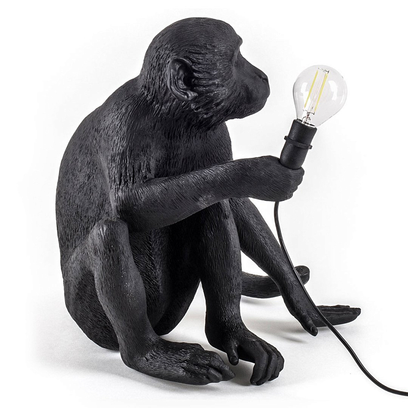 Настольная Лампа SELETTI MONKEY LAMP SITTING VERSION Черный в Санкт-петербурге | Loft Concept 