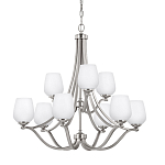 Люстра двухъярусная с белыми матовыми стеклянными плафонами в форме винных бокалов Feiss варинант исполнения - 1 | Loft Concept в Санкт-петербурге