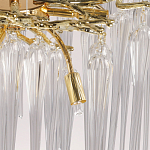 Люстра золотого цвета с декоративными ветками и длинными прозрачными стеклянными подвесами в форме сосулек Droplet Chandelier варинант исполнения - 9 | Loft Concept в Санкт-петербурге