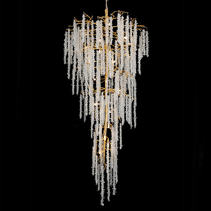 Люстра многоярусная с каркасом из металла и прозрачными подвесками FAIRYTREE Light Золотой Прозрачный Люстра многоярусная с каркасом из металла и прозрачными подвесками FAIRYTREE Light Золотой Прозрачный в Санкт-петербурге | Loft Concept