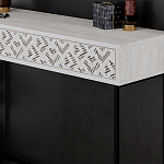 Консоль напольная пыльного белого цвета с выдвижным ящиком с резным орнаментом HEATON CONSOLE OAK варинант исполнения - 4 | Loft Concept в Санкт-петербурге