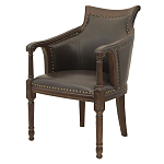 Кресло кожаное на 4-х деревянных ножках из массива березы Ethan Armchair brown варинант исполнения - 3 | Loft Concept в Санкт-петербурге