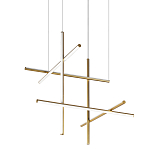 Люстра с 6-ю  пересекающимися цилиндрическими плафонами на тонких тросах Trumpet tube варинант исполнения - 1 | Loft Concept в Санкт-петербурге