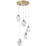 Каскадная люстра с 5-ю хрустальными плафонами Esme Crystal Brass Chandelier варинант исполнения - 1 | Loft Concept в Санкт-петербурге