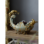 Чаша голубого цвета с оранментом и и бронзовыми фигурами леопардов Eden Garden варинант исполнения - 6 | Loft Concept в Санкт-петербурге