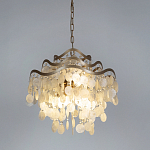 Люстра подвесная с белыми перламутровыми подвесками и изогнутыми золотистыми элементами Диаметр 50 см SHELL Chandelier варинант исполнения - 2 | Loft Concept в Санкт-петербурге