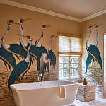 Обои ручная роспись Sarus Cranes Colourway SC-208 on Raw Silk dyed silk варинант исполнения - 1 | Loft Concept в Санкт-петербурге