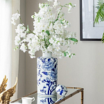 Ваза цилиндрической формы с крышкой и синим цветочным узором на белом фоне Blue & White Ornament варинант исполнения - 5 | Loft Concept в Санкт-петербурге