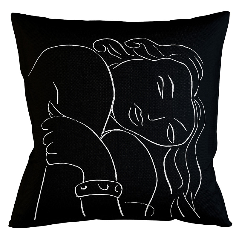 Декоративная подушка White Silhouette Pasiphae Pillow Бежевый Черный в Санкт-петербурге | Loft Concept 