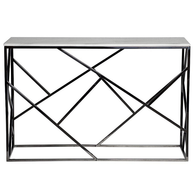 Консоль Serene Furnishing Dark Chrome Marble Top Console Хром Белый в Санкт-петербурге | Loft Concept 