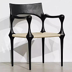 Стул дизайнерский с плетеным сидением Kronos Dining Chair Black варинант исполнения - 1 | Loft Concept в Санкт-петербурге