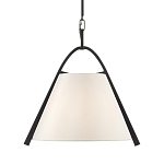 Подвесной светильник в форме конуса с белым тканевым абажуром и чёрным каркасом Stylish Solution варинант исполнения - 1 | Loft Concept в Санкт-петербурге