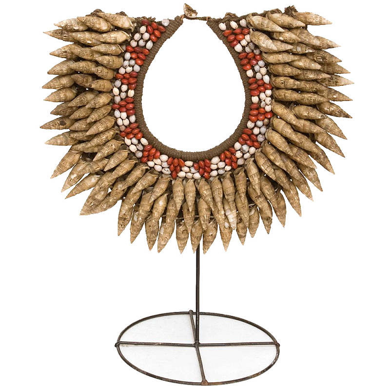 Этническое ожерелье из ракушек на подставке Ethnic Necklace Sharp Shells Коричневый Красный Белый в Санкт-петербурге | Loft Concept 