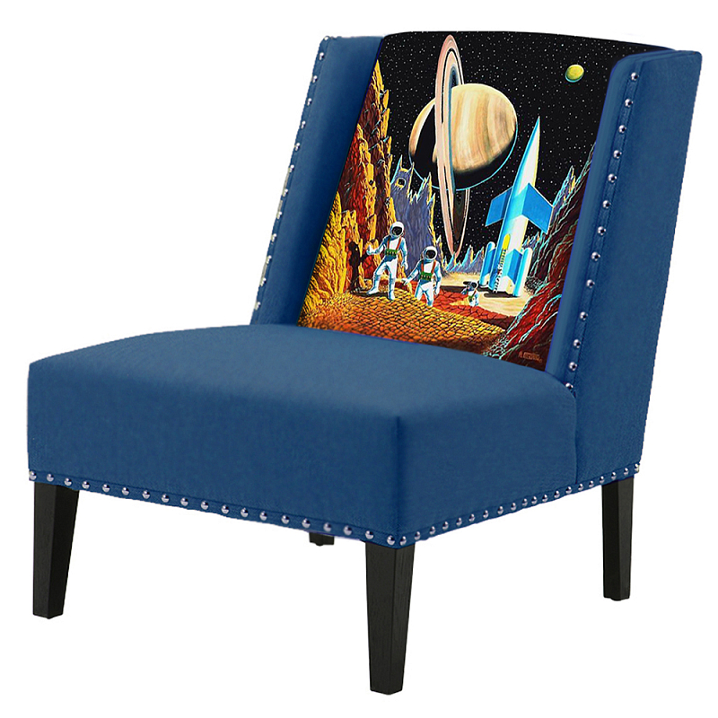 FUN Armchair Retro Futurism Dark blue Дизайнерское кресло с цветным принтом Сапфирово-синий в Санкт-петербурге | Loft Concept 